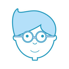 cartoon boy with glasses icon over white background vector illustration