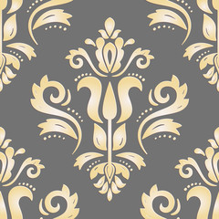 Seamless oriental golden ornament. Fine vector traditional oriental pattern with 3D elements, shadows and highlights