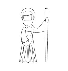 Obraz premium saint joseph holding baby jesus christ christmas manger