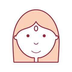 cartoon girl face icon over white background colorful design vector illustration