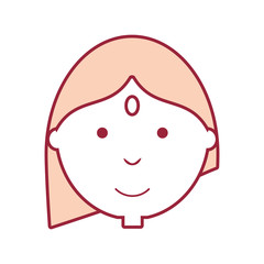 cartoon girl face icon over white background colorful design vector illustration