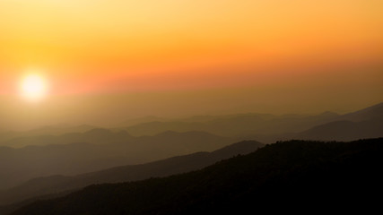 landscape of mountains on sunset  