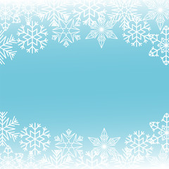 Christmas snowflakes on a blue background. Great for postcards, banners, flyers, headlines. Vector illustration.