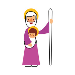 saint joseph holding baby jesus christ christmas manger