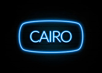 Cairo  - colorful Neon Sign on brickwall