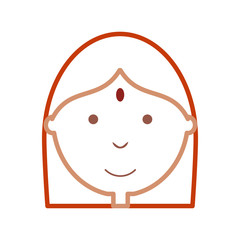 cartoon girl face icon over white background vector illustration
