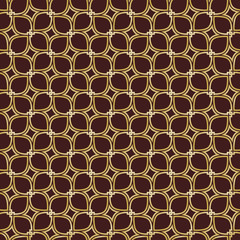 Seamless vector ornament. Modern brown and golden background. Geometric modern pattern