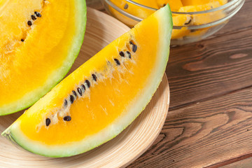Slice yellow watermelon