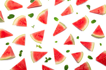 Slice of watermelon on white background