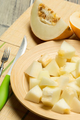 melon on table