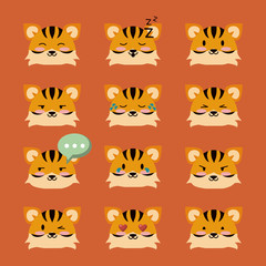 Obraz premium Cute tiger icons icon vector illustration graphic design