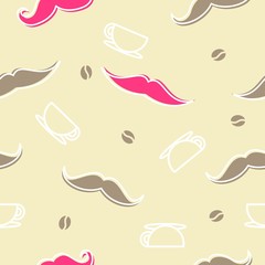 Mustache - Seamless Pattern - vector logo/icon illustration
