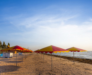 summer sandy sea beach at the early morning