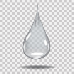 Realistic Transparent water drop. Useful with any background.