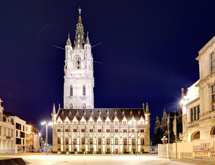 Fototapeta premium Belfort tower in historical part city of Ghent, Belgium