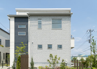 住宅街　キューブ型住宅