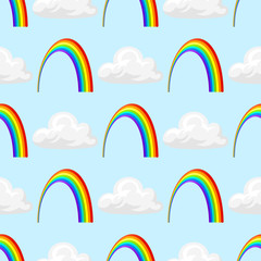 Different style rainbow color strips after rain optical sky effect vector seamless pattern.
