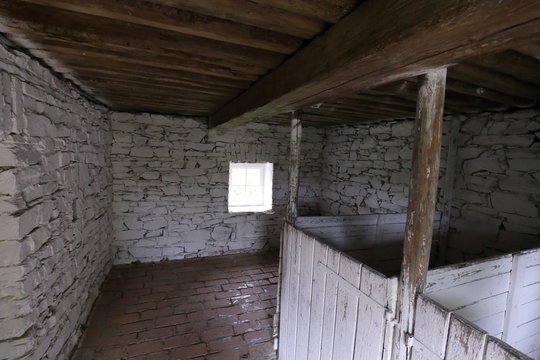 Interior of the old stony cowshed
