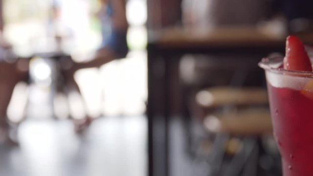 Fruit soda in cafe