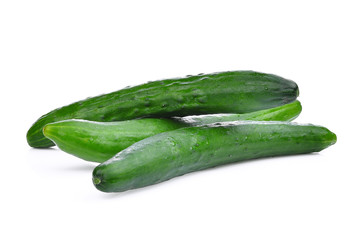 green fresh japanese cucumber, suhyo or zucchini isolated on white background, healthy vegetables