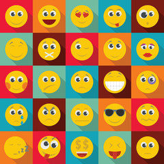 Smile icon set, flat style