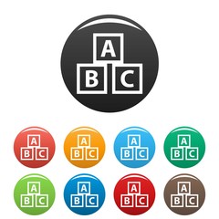 Education abc blocks icons set vector