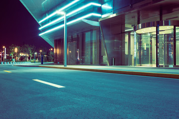 empty road with modern buildings on background,shanghai,china.