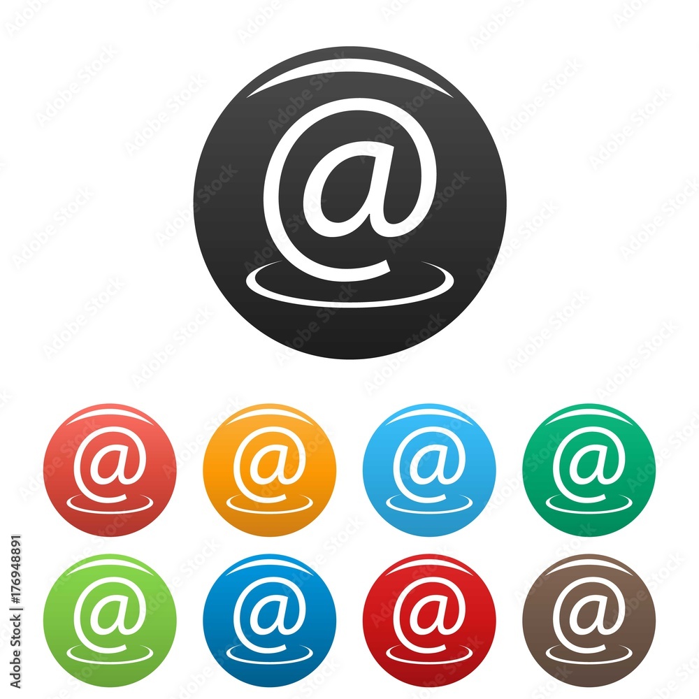 Poster email address icons set vector