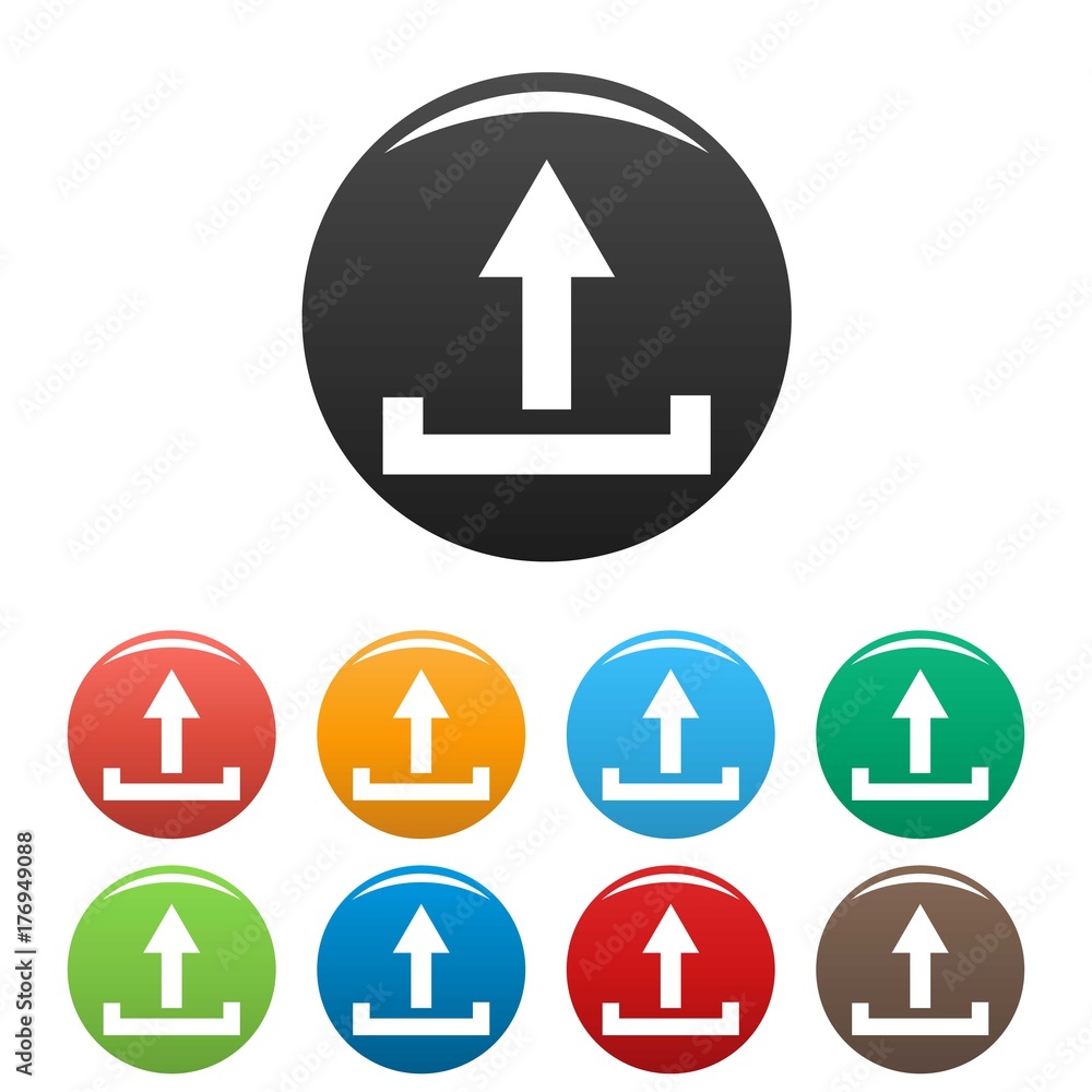 Poster upload icons set vector simple