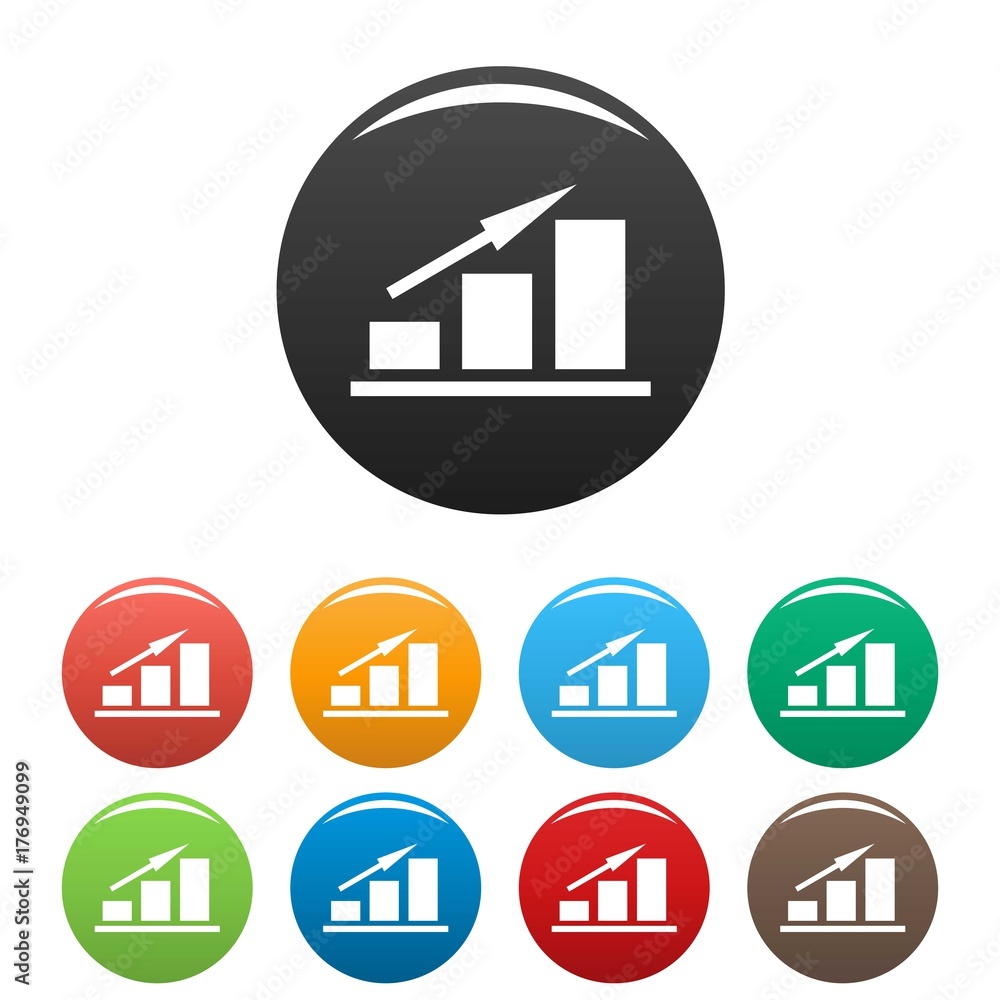 Poster new chart icons set vector simple
