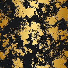 Obraz premium Golden and black seamless pattern. Modern abstract design. Hand drawn ink pattern.