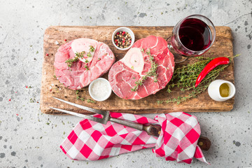 Fresh veal shank slices