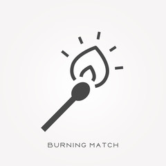 Silhouette icon burning match