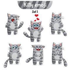 Vector set of tabby cat characters. Set 1