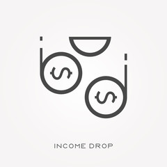Silhouette icon income drop