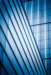 Obraz premium modern office buildings exterior,detail shot,blue toned,shanghai,china.