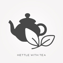 Silhouette icon kettle with tea