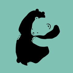 Cute concept of two bears hugging each other. Vector illustration using negative space.