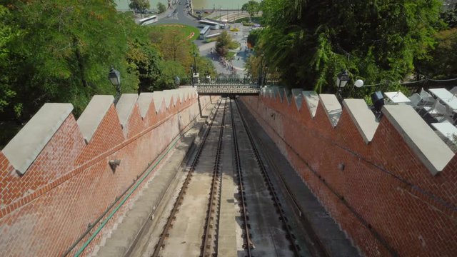 timelapse of budapest funicular that connects buda castle to the city