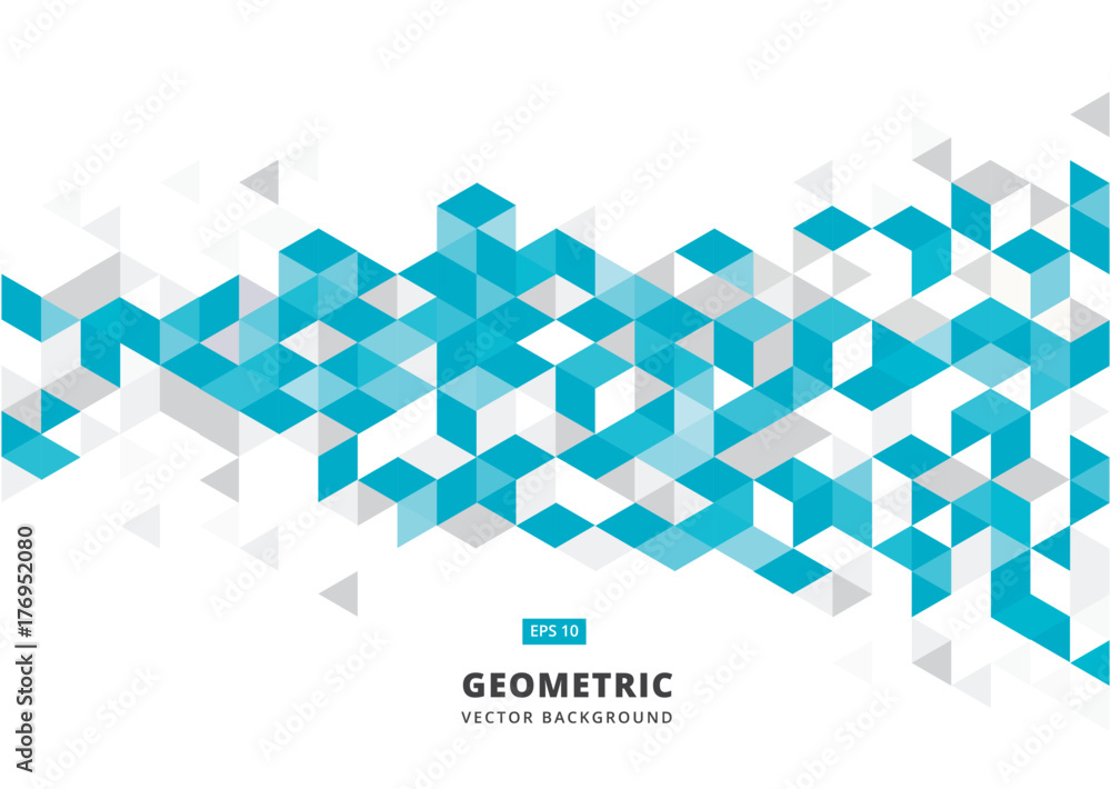 Poster abstract blue geometric background with polygonal triangles, cube pattern.template design with color