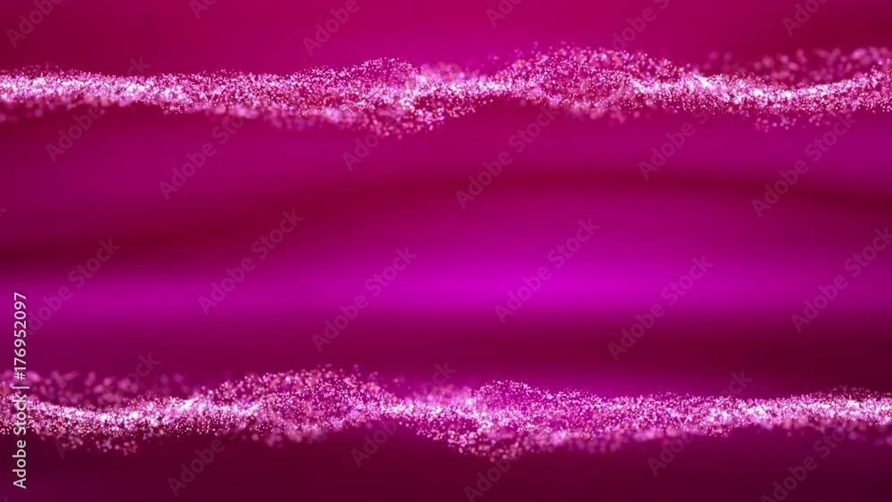 Wall mural animated vector wave particle. pink romantic smooth wavy background. slow motion 4k uhd video loop.