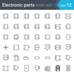 Complete vector set of electric and electronic circuit diagram symbols and elements - digital electronics, flip-flop, logic circuit, display, programming conventions