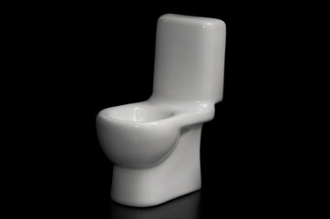 White toilet bowl, isolate on a black background.