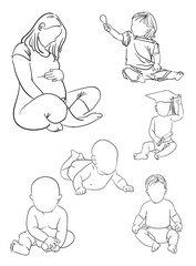 Pregnancy & babies, line art 01, vector, illustration. Good use for symbol, logo, web icon, mascot, sign, or any design you want.