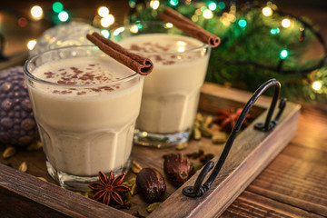 Traditional christmas drink eggnog
