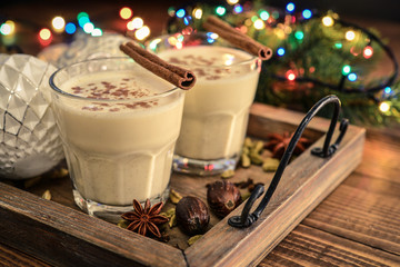 Traditional christmas drink eggnog