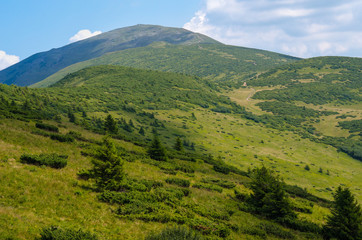A spectacular views of the magnificent mountain landscapes. Ukrainian Carpathians.