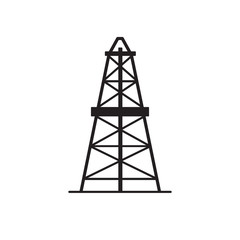 Oil derrick silhouette icon in flat style