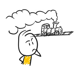 Strichfiguren / Strichmännchen: Zug, Gedanken. (Nr. 134)