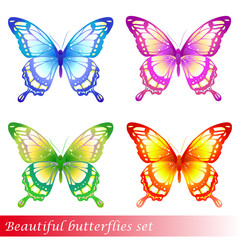 Fototapeta na wymiar beautiful color butterflies,set, isolated on a white